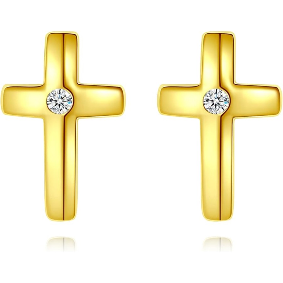 VIKI LYNN 925 Sterling Silver Classic Cross Stud Earrings for Women Men Couples VIKI LYNN 925 Sterling Silver Classic Cross Stud Earrings for Women Men Couples