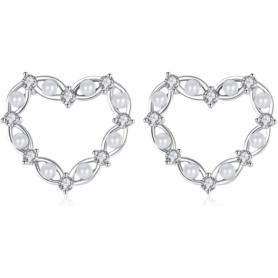 VIKI LYNN 925 Sterling Silver Open Heart Stud Earrings with Mother of Pearl and Cubic Zirconia Earrings for Women VIKI LYNN 925 Sterling Silver Open Heart Stud Earrings with Mother of Pearl and Cubic Zirconia Earrings for Women