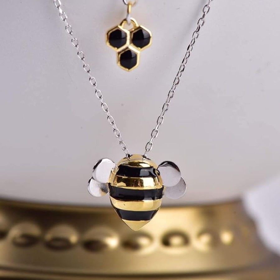 VIKI LYNN 925 Sterling Silver Honeybee Lovely Bee Pendant Necklace Jewelry for Women VIKI LYNN 925 Sterling Silver Honeybee Lovely Bee Pendant Necklace Jewelry for Women