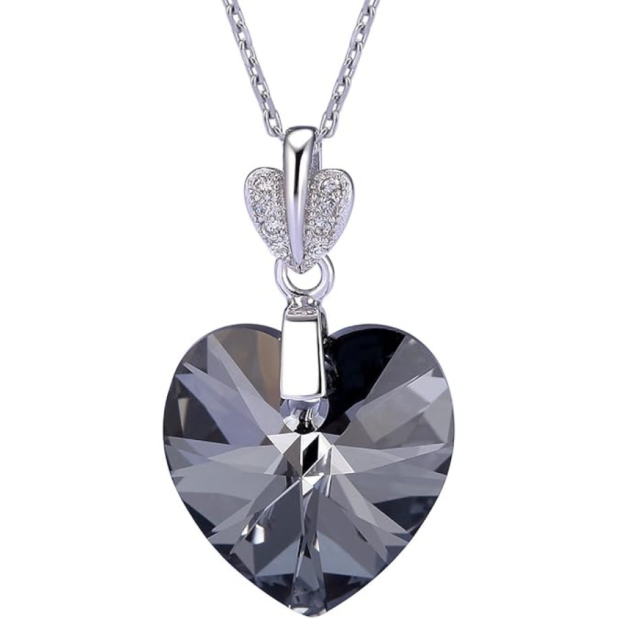 VIKI LYNN Heart Crystal Necklace Sterling Silver Jewelry for Women,18 " VIKI LYNN Heart Crystal Necklace Sterling Silver Jewelry for Women,18 "