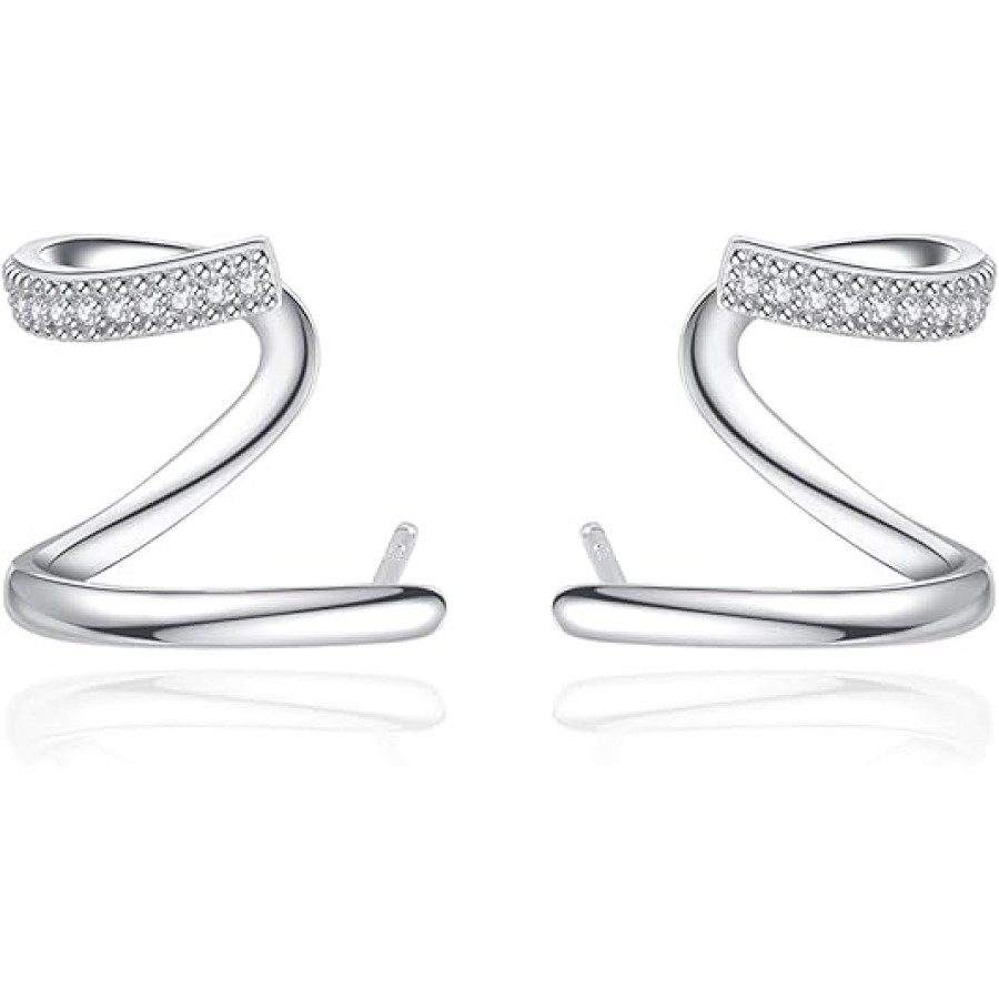 VIKI LYNN 925 Sterling Silver Piercing Wrap Earrings Studs with Cubic Zirconia for Women Girls VIKI LYNN 925 Sterling Silver Piercing Wrap Earrings Studs with Cubic Zirconia for Women Girls