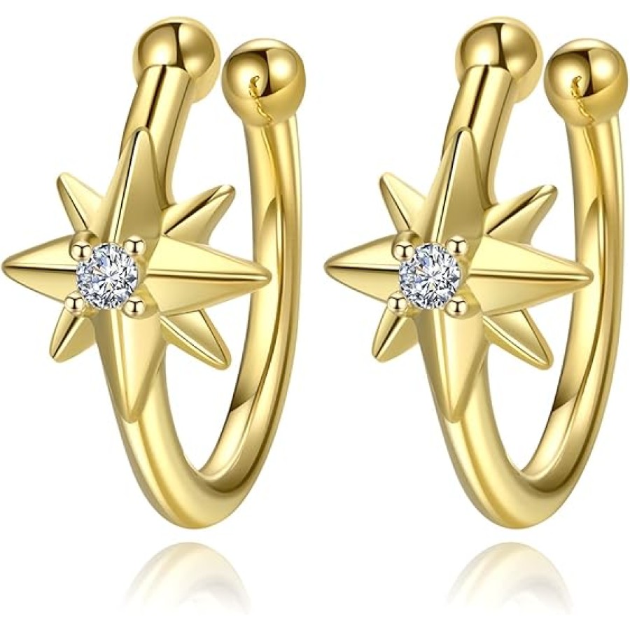 VIKI LYNN 18K Gold Plated Star Ear Cuffs No Pierced Cartilage Earrings for Women Men VIKI LYNN 18K Gold Plated Star Ear Cuffs No Pierced Cartilage Earrings for Women Men