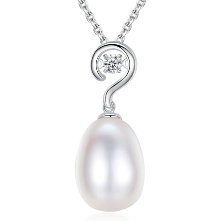 VIKI LYNN Pearl Necklace 9-10mm Freshwater Cultured Pearls Sterling Silver Dance Cubic Zirconia Jewelry for Women