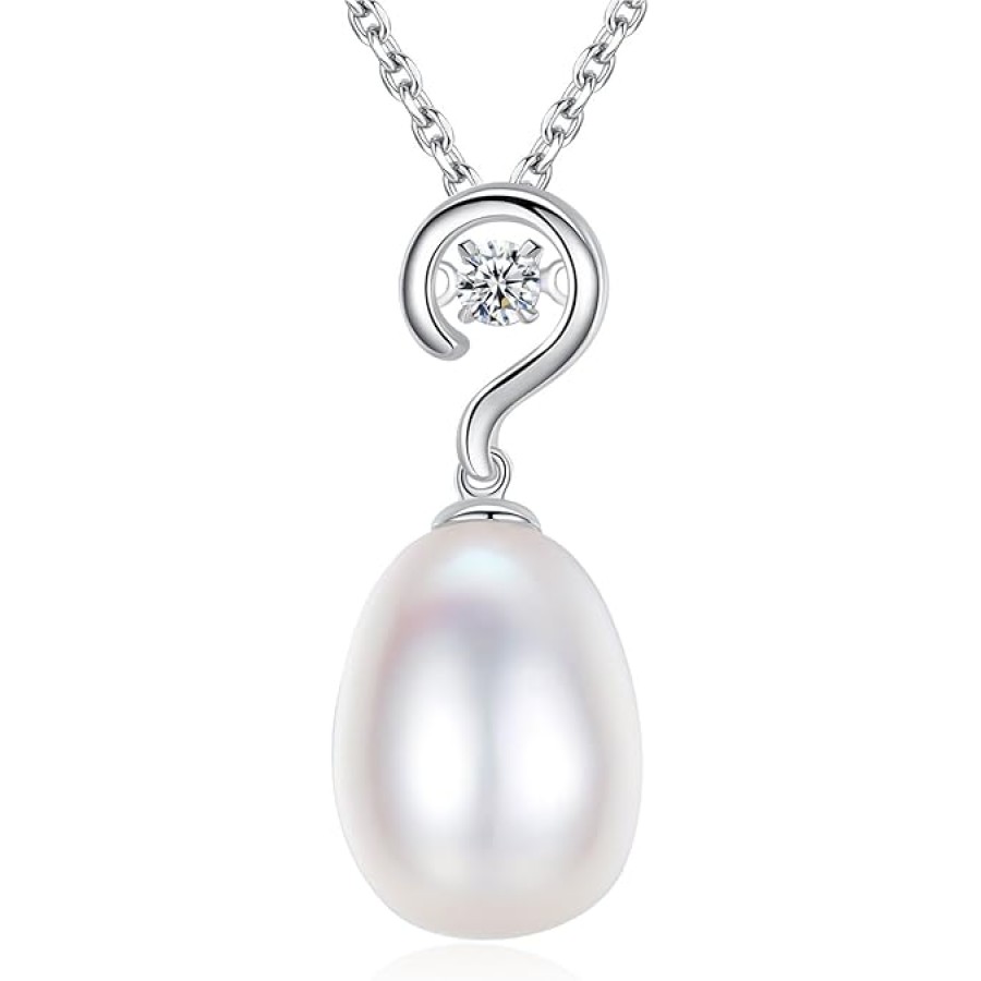 VIKI LYNN Pearl Necklace 9-10mm Freshwater Cultured Pearls Sterling Silver Dance Cubic Zirconia Jewelry for Women VIKI LYNN Pearl Necklace 9-10mm Freshwater Cultured Pearls Sterling Silver Dance Cubic Zirconia Jewelry for Women