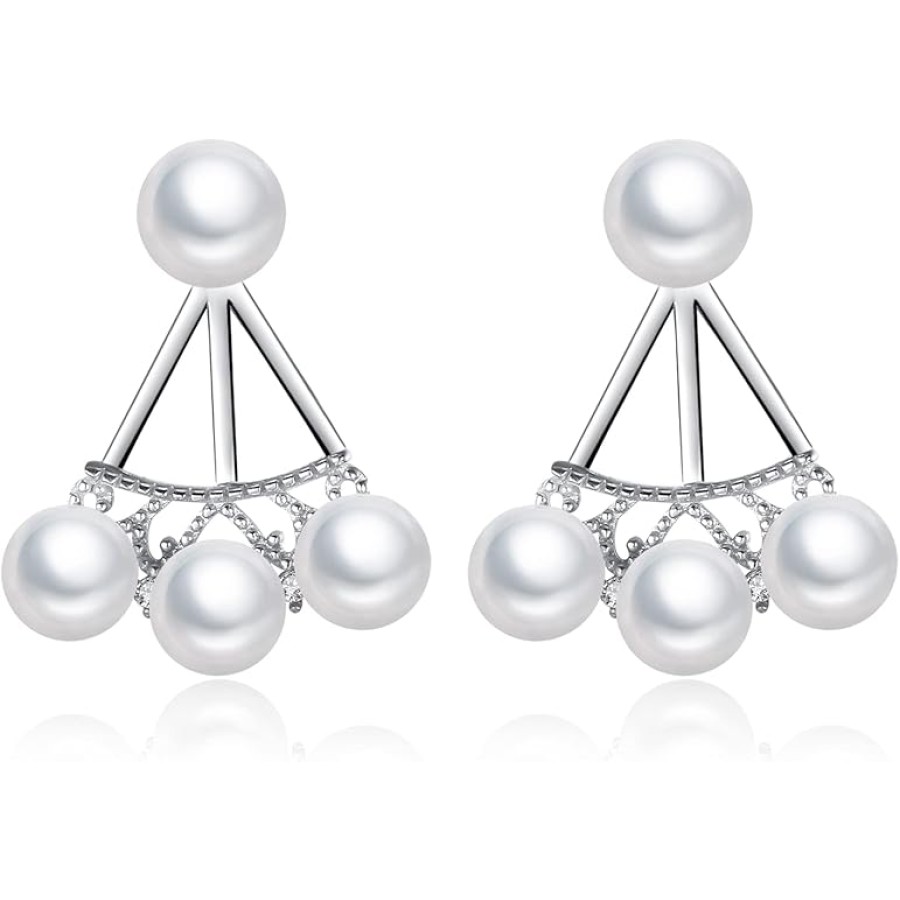 VIKI LYNN 925 Sterling Silver Tiny 4-5mm Pearl Earrings Triangle Stud Earrings for Women VIKI LYNN 925 Sterling Silver Tiny 4-5mm Pearl Earrings Triangle Stud Earrings for Women