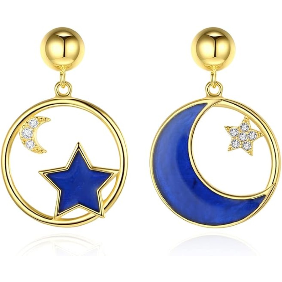 VIKI LYNN 925 Sterling Silver Star and Moon Necklace and Earrings Jewelry Set for Women VIKI LYNN 925 Sterling Silver Star and Moon Necklace and Earrings Jewelry Set for Women