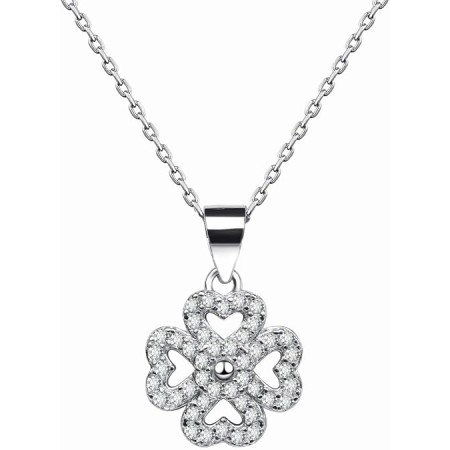 VIKI LYNN Four Leaf Clover Necklace 925 Sterling Silver CZ Lucky Jewelry for Women