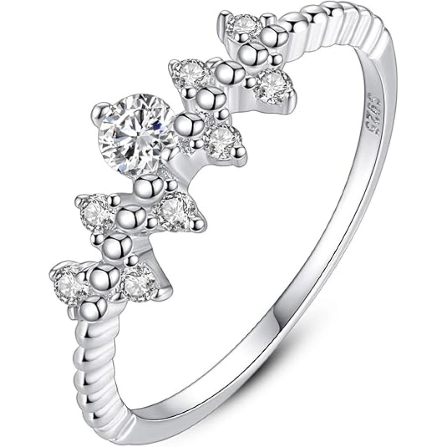 VIKI LYNN 925 Sterling Silver Cubic Zirconia Radio Wave Band Ring for Women VIKI LYNN 925 Sterling Silver Cubic Zirconia Radio Wave Band Ring for Women