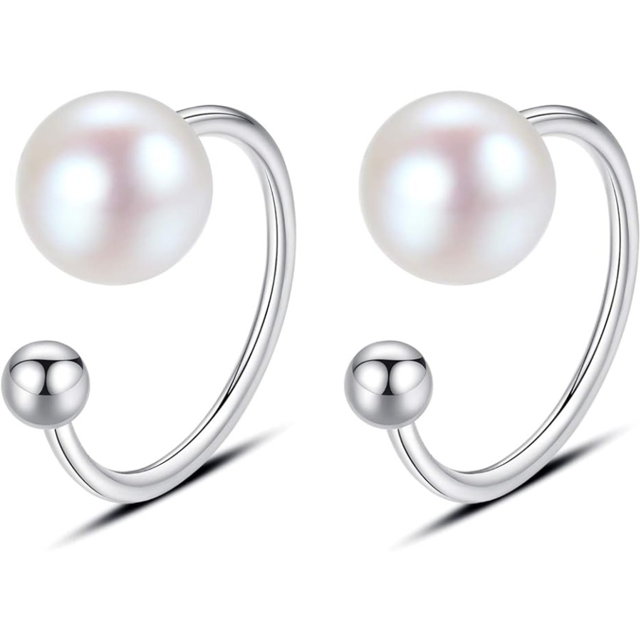 VIKI LYNN Freshwater Cultured Pearl Ear Cuff Round 5-6mm Pearl Clip On Earrings for Non Pierced VIKI LYNN Freshwater Cultured Pearl Ear Cuff Round 5-6mm Pearl Clip On Earrings for Non Pierced