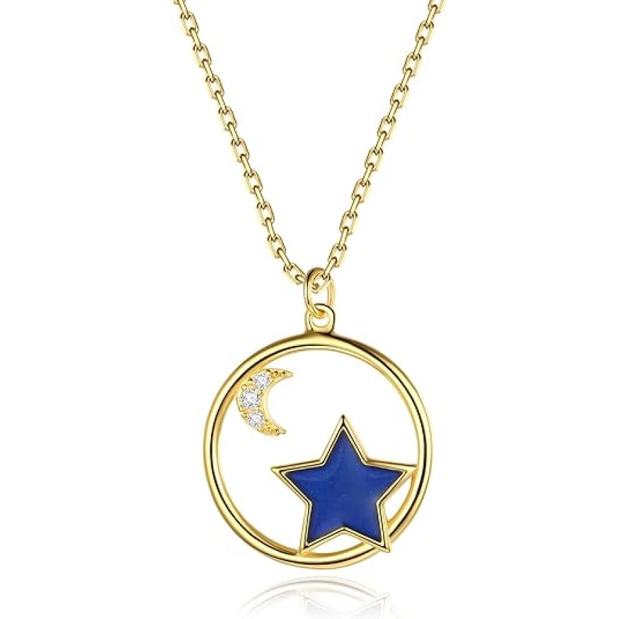 VIKI LYNN 925 Sterling Silver Star and Moon Necklace and Earrings Jewelry Set for Women VIKI LYNN 925 Sterling Silver Star and Moon Necklace and Earrings Jewelry Set for Women