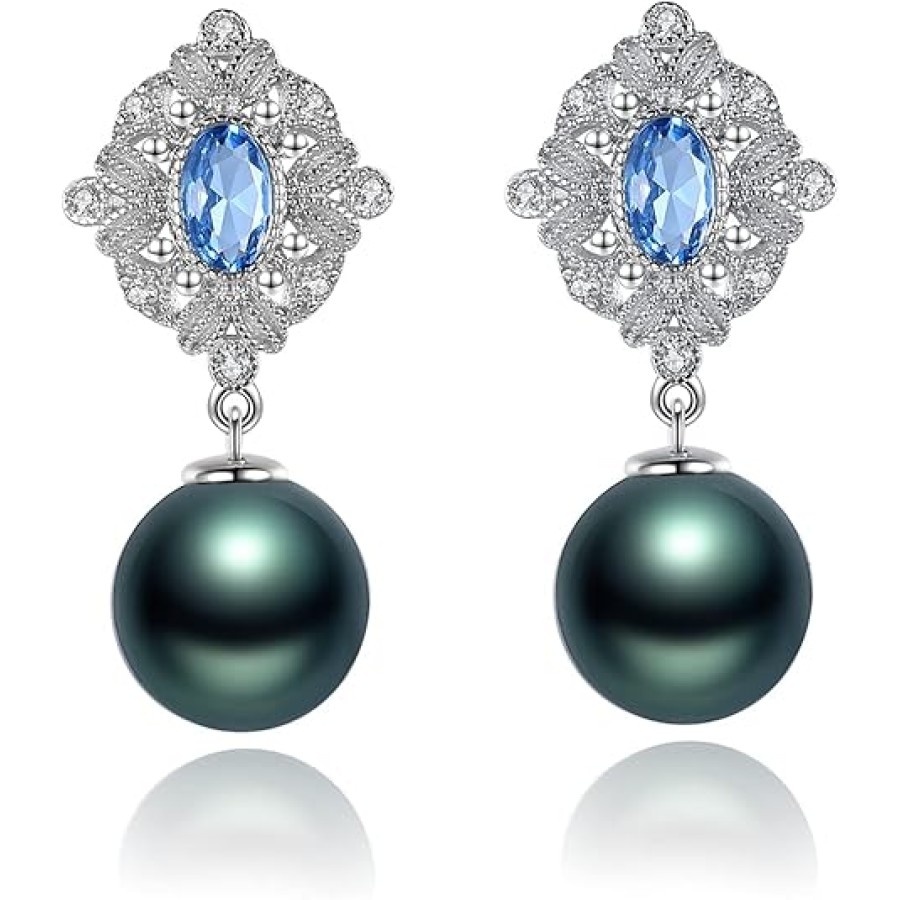 VIKI LYNN 9-10mm Tahitian Pearl Pendant Necklace and Dangle Earrings Set Anniversary Jewelry for Women VIKI LYNN 9-10mm Tahitian Pearl Pendant Necklace and Dangle Earrings Set Anniversary Jewelry for Women