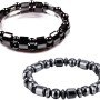 VIKI LYNN 2 pcs Hematite Bracelet Hematite Metal Magnetic Therapy Bracelets
