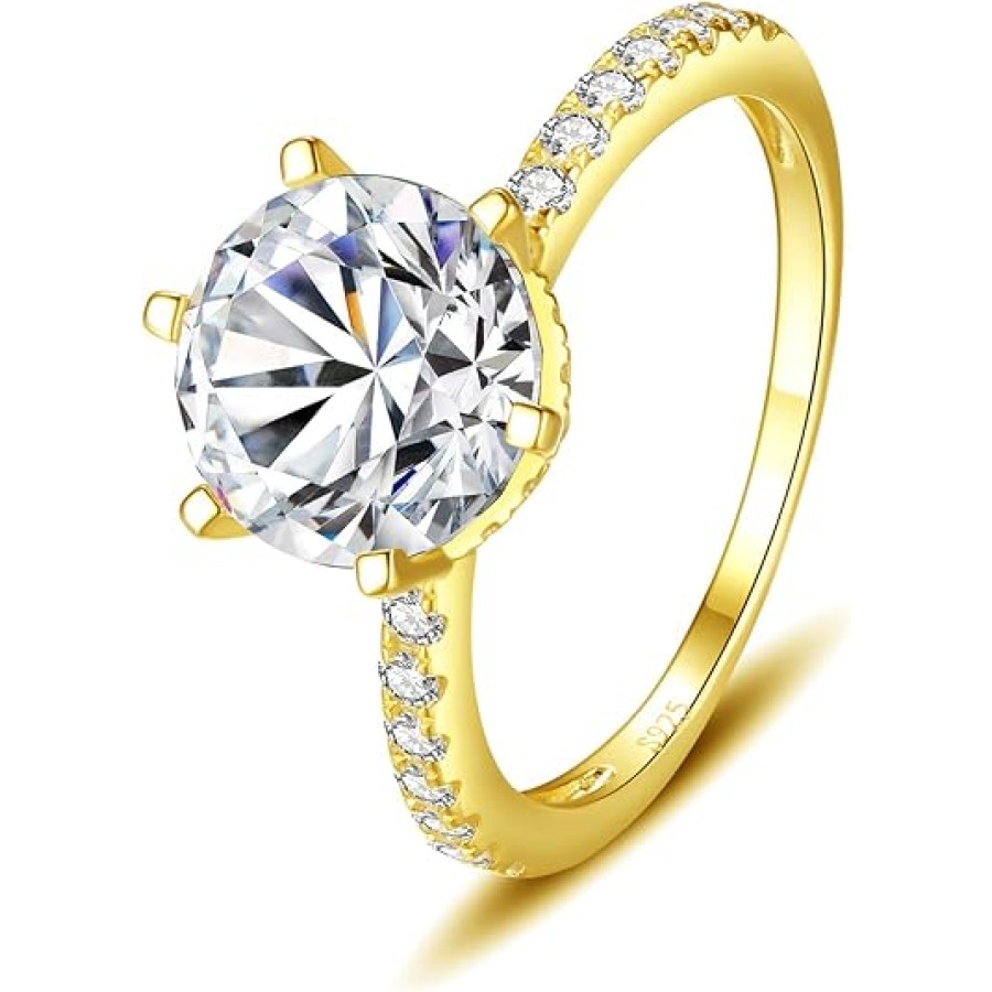 VIKI LYNN 18K Gold Plated Classic Cubic Zirconia Wedding Engagement Solitaire Ring for Women VIKI LYNN 18K Gold Plated Classic Cubic Zirconia Wedding Engagement Solitaire Ring for Women