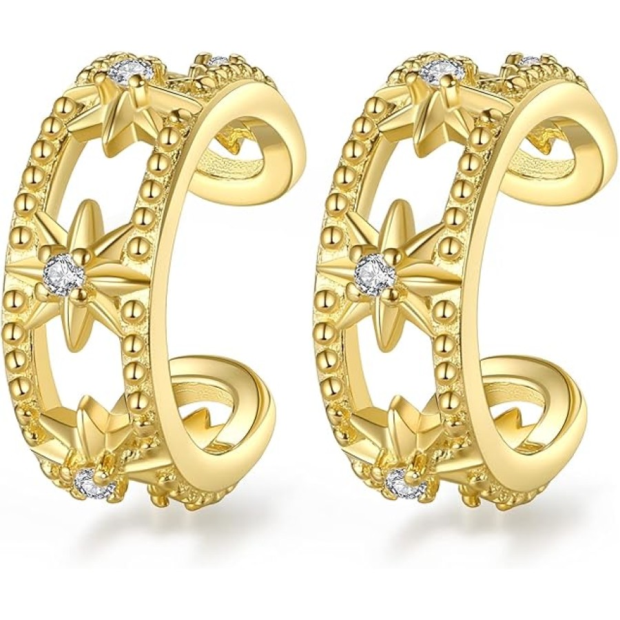 VIKI LYNN 18K Gold Plated Star Ear Cuffs No Pierced Cartilage Earrings for Women Men VIKI LYNN 18K Gold Plated Star Ear Cuffs No Pierced Cartilage Earrings for Women Men