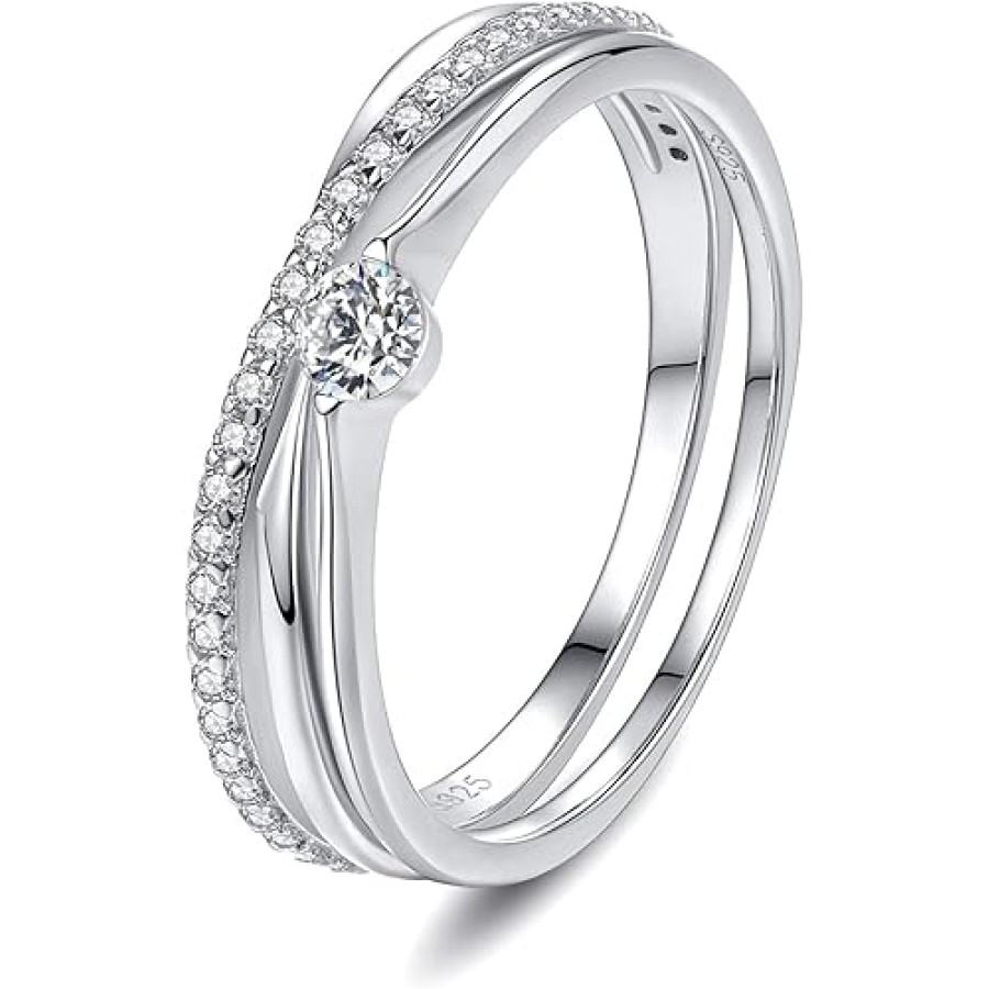 VIKI LYNN 925 Sterling Silver Stacking Wedding Engagement Eternity Bridal Ring Set VIKI LYNN 925 Sterling Silver Stacking Wedding Engagement Eternity Bridal Ring Set