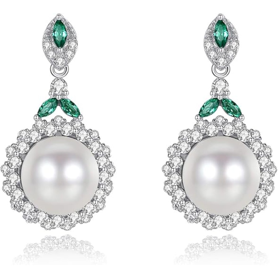 VIKI LYNN Freshwater Cultured Pearl Necklace and Dangle Earrings Anniversary Jewelry Set for VIKI LYNN Freshwater Cultured Pearl Necklace and Dangle Earrings Anniversary Jewelry Set for