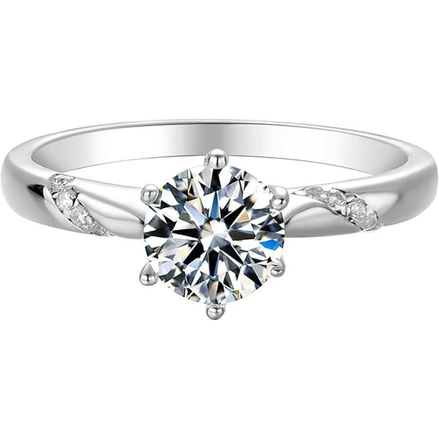 VIKI LYNN 1ct Moissanite Engagement Wedding Ring Solitaire with Accents for Women in Sterling Silver VIKI LYNN 1ct Moissanite Engagement Wedding Ring Solitaire with Accents for Women in Sterling Silver