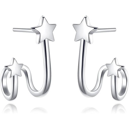 VIKI LYNN 925 Sterling Silver Double Star Wrap Cuff Earrings for Women