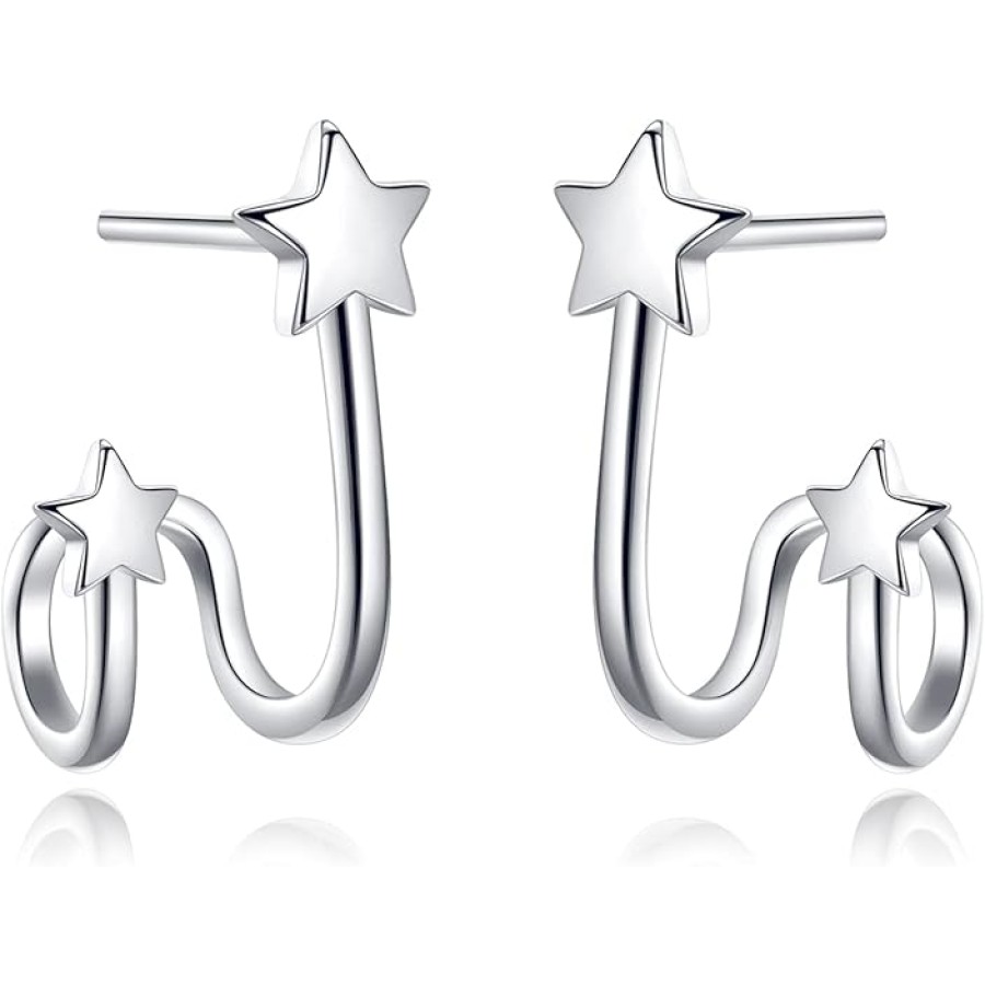 VIKI LYNN 925 Sterling Silver Double Star Wrap Cuff Earrings for Women VIKI LYNN 925 Sterling Silver Double Star Wrap Cuff Earrings for Women