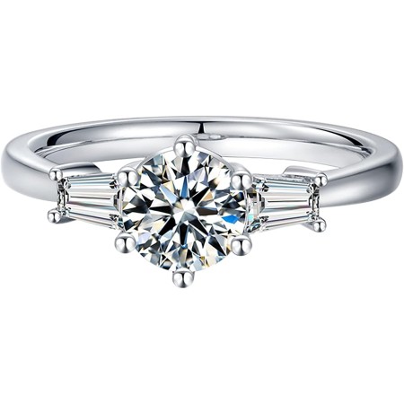 VIKI LYNN 925 Sterling Silver Cushion Moissanite Ring 18K White Gold Plated Engagement Wedding Anniversary Bridal Jewelry for Women Ct 1