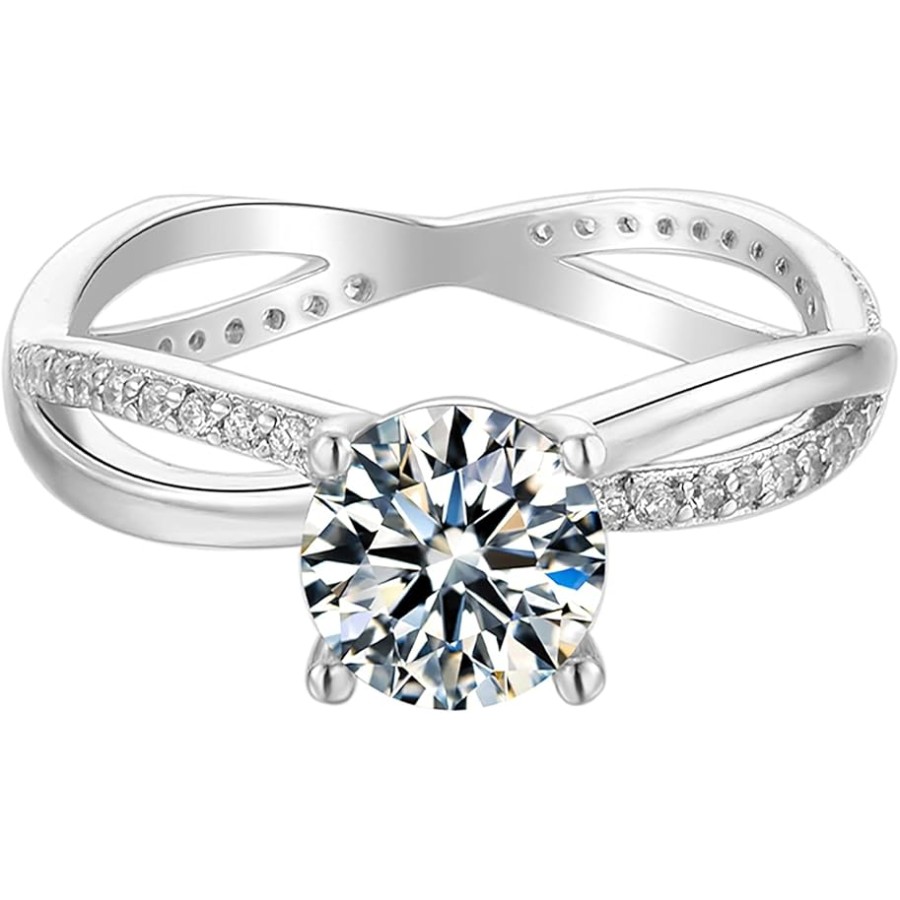 VIKI LYNN 1ct Moissanite Engagement Ring for Women 18K White Gold Plated Sterling Silver Moissanite Ring VIKI LYNN 1ct Moissanite Engagement Ring for Women 18K White Gold Plated Sterling Silver Moissanite Ring
