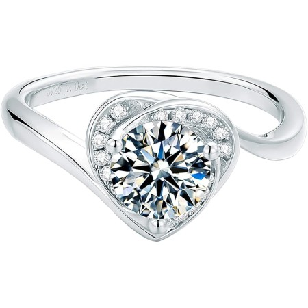 VIKI LYNN 1ct Heart Shaped Moissante Ring Women Engagement Bridal Ring 18K White Gold Plated Sterling Silver