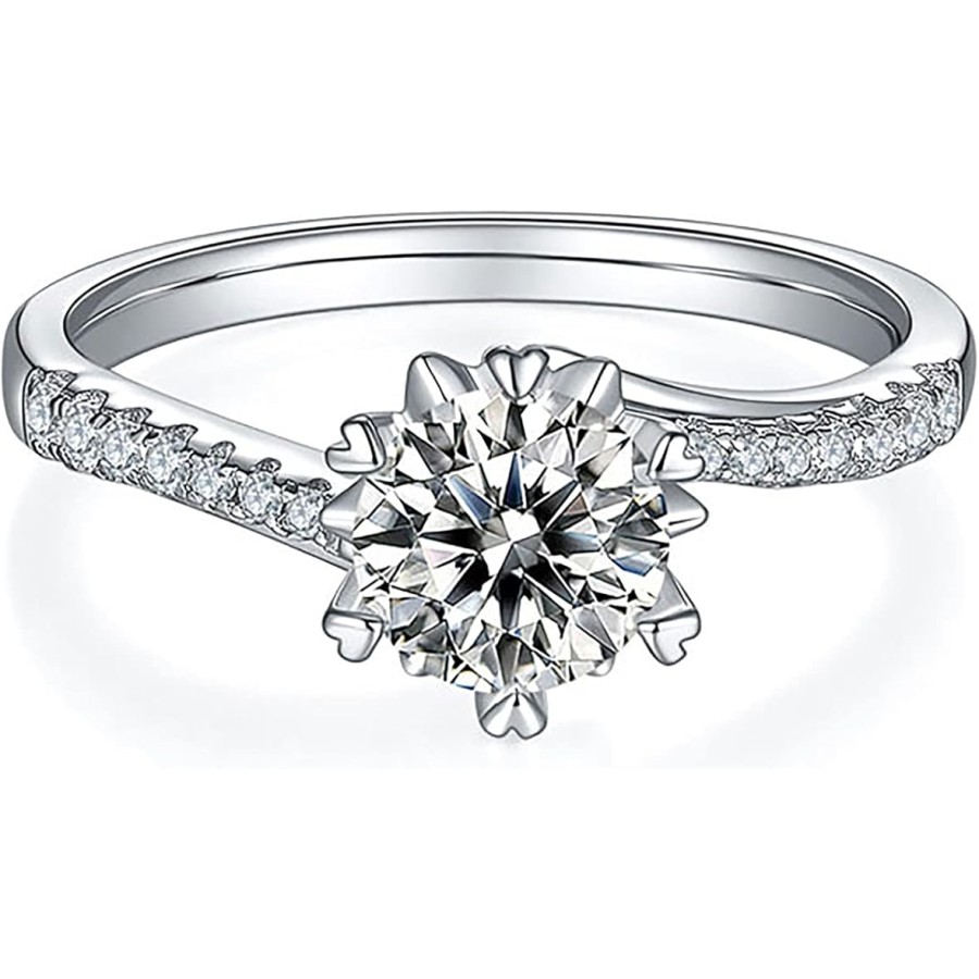 VIKI LYNN 1ct Moissanite Wedding Engagement Ring 18K White Gold Plated Sterling Silver Women Bridal Anniversary Bent Band Jewelry VIKI LYNN 1ct Moissanite Wedding Engagement Ring 18K White Gold Plated Sterling Silver Women Bridal Anniversary Bent Band Jewelry