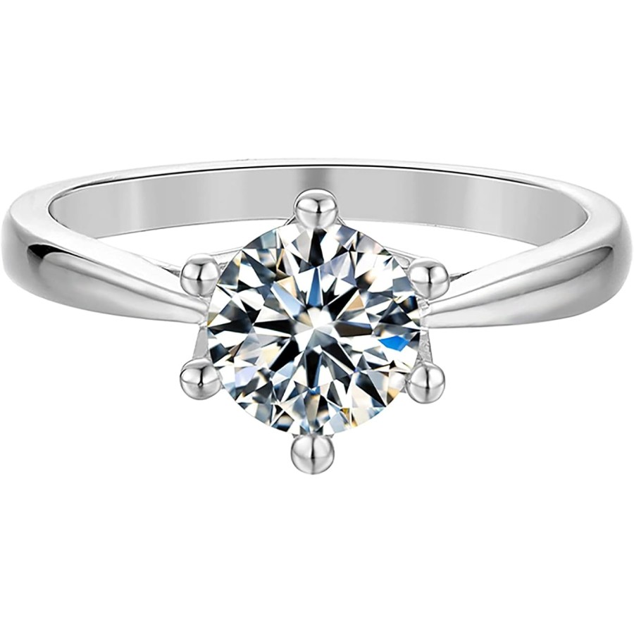 VIKI LYNN Classic 1ct Solitaire Moissanite Engagement Wedding Anniversary Band Ring for Women Wife Sterling Silver VIKI LYNN Classic 1ct Solitaire Moissanite Engagement Wedding Anniversary Band Ring for Women Wife Sterling Silver