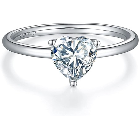 VIKI LYNN 1ct Moissanite Ring Sterling Silver Wedding Engagement Anniversary Thin Band Ring for Women (Style: Heart Cut)