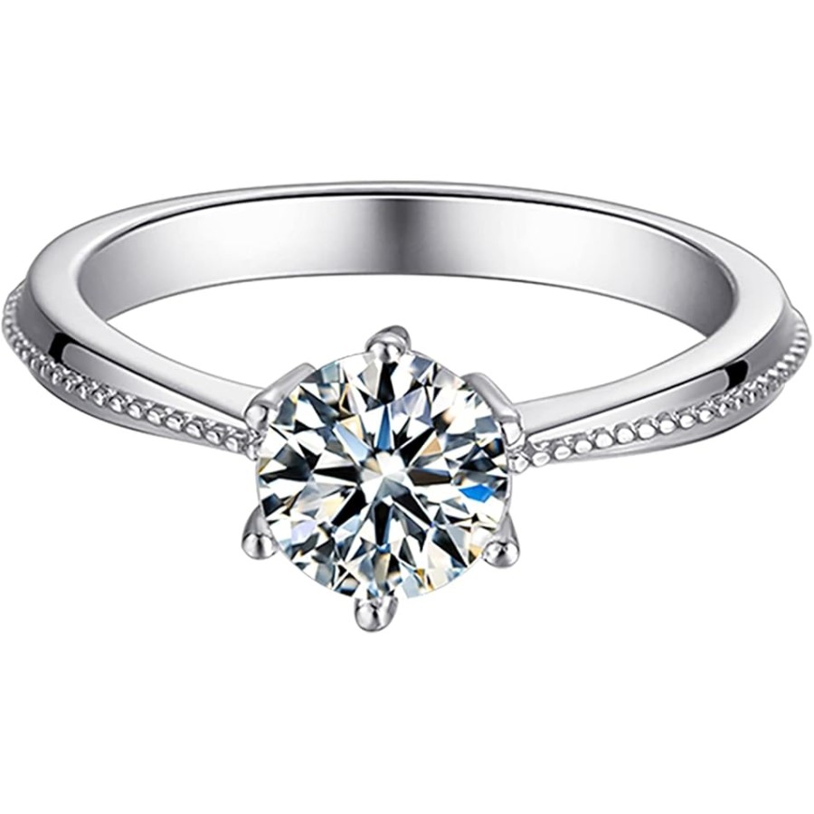 VIKI LYNN 1ct Moissanite Engagement Ring for Women 18K White Gold Plated Sterling Silver Solitaire Promise Ring VIKI LYNN 1ct Moissanite Engagement Ring for Women 18K White Gold Plated Sterling Silver Solitaire Promise Ring