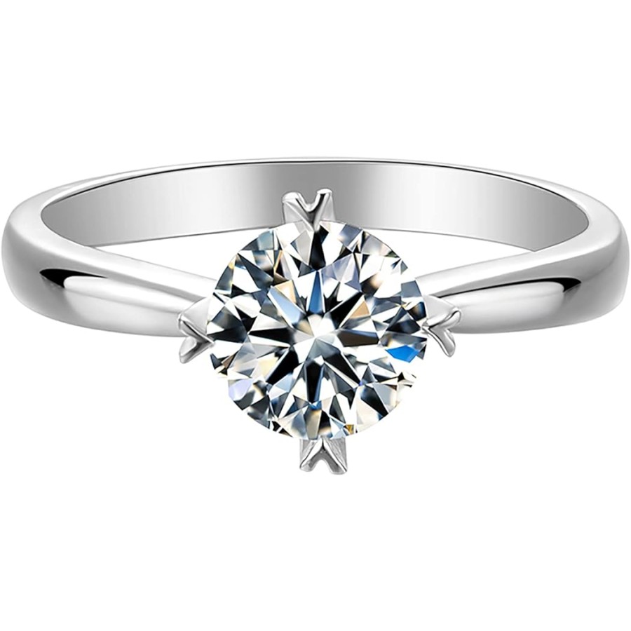 VIKI LYNN Sterling Silver Classic Solitaire Moissanite Ring 1ct DE VVS Engagement Wedding Band Ring for Women VIKI LYNN Sterling Silver Classic Solitaire Moissanite Ring 1ct DE VVS Engagement Wedding Band Ring for Women