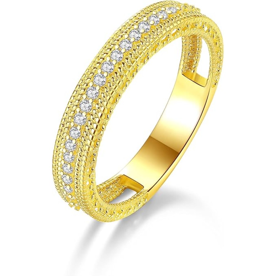VIKI LYNN 925 Sterling Silver 18K Gold Plated Cubic Zirconia Wedding Band Eternity Ring for Women VIKI LYNN 925 Sterling Silver 18K Gold Plated Cubic Zirconia Wedding Band Eternity Ring for Women